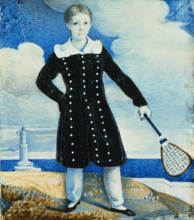 Junge mit Badmintonschläger von English School